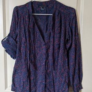 Red and blue floral French Connection cotton blouse, size 4